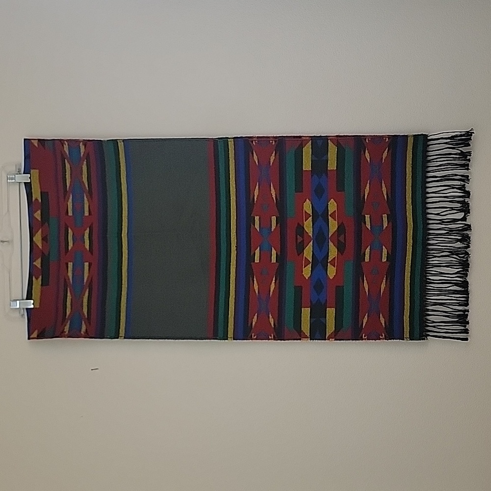 Luigi Confalonieri Fleece Southwestern Ablong Fringe Scarf 69" X 18"